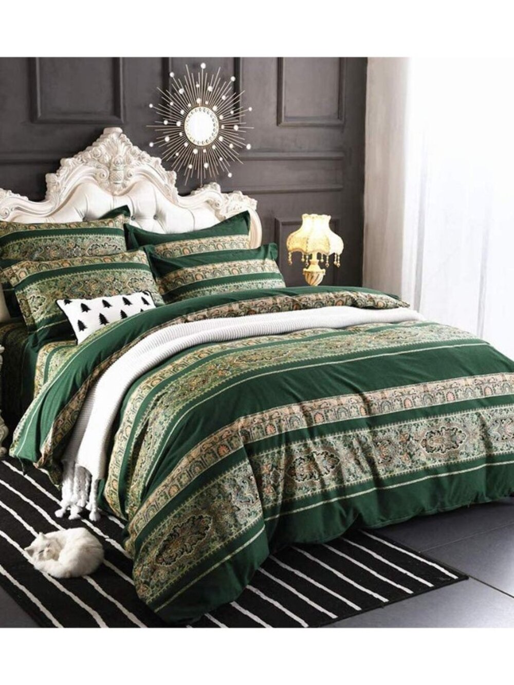 Bohemian Vintage Full Size Floral Cotton Bedding Set 3Pcs Duvet Cover Set Boho